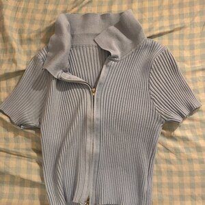 Baby blue ribbed crop top